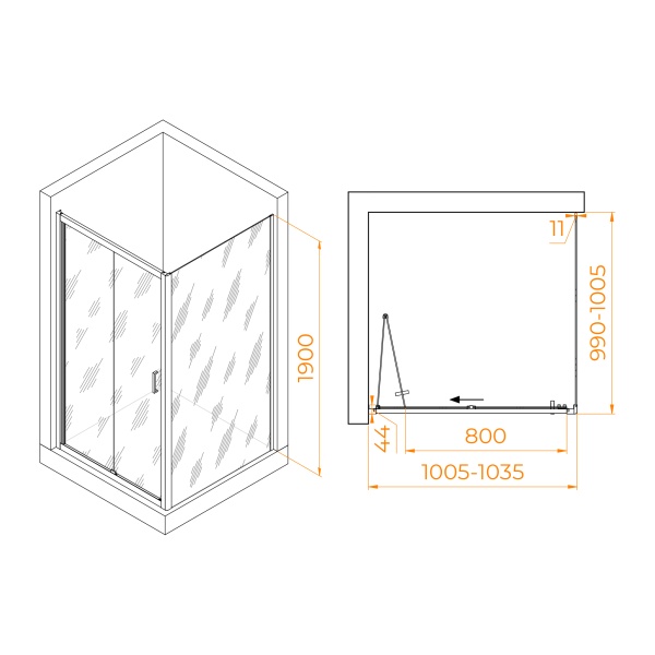 Душевой уголок RGW PA-132B (PA-21B+Z-050-5B)