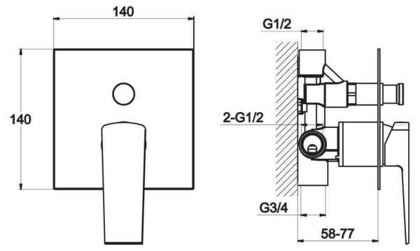 Смеситель для ванны BelBagno "Arlie" ARL-BASM-CRM, встраиваемый, с внутренней частью, хром