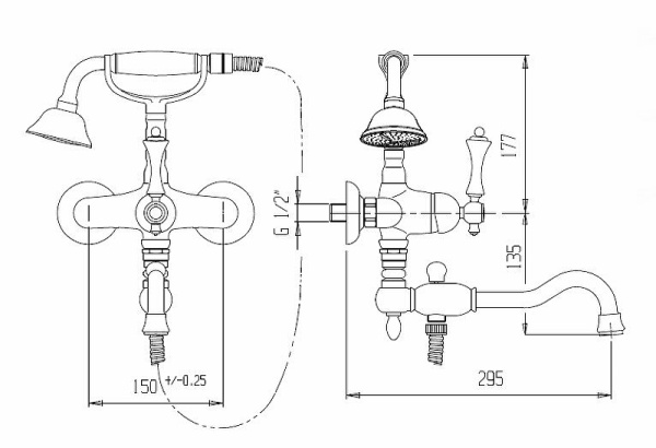 Смеситель Cezares "Margot" MARGOT-VDFM2-01-Bi, латунь, аэратор, для ванны